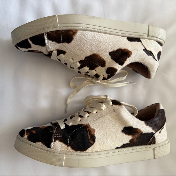 FRYE Ivy Low Lace Calf Hair Cow Print Sneaker Cowboy Chic Western Vibe - Picture 6 of 9